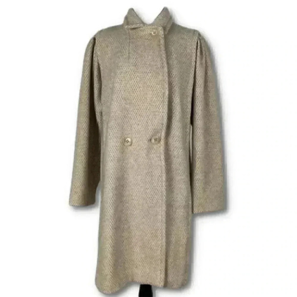 Vtg Herman Kay coat size 12 tan cream wool 70’s - Picture 1 of 13